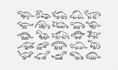 Dinosaurs doodle icon set. Prehistoric Animals Vector illustration collection.  © lokshmon