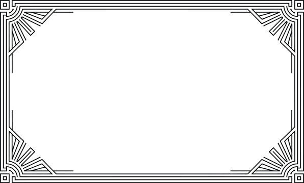 Minimalist art deco rectangular border frame design with geometric corner accents geometric minimalist ornament rectangle decoration monochrome template decorative abstract structure