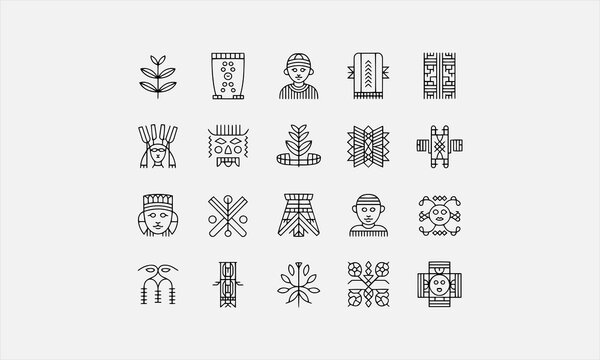 Oromo Pattern Vector line art icon set Illustration