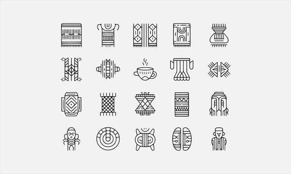 Oromo Pattern Vector line art icon set Illustration