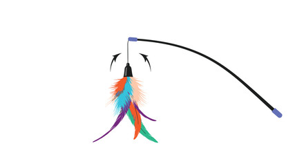 Plakat Colorful feather cat toy on a flexible stick, designed for interactive play and exercise to keep pets active and entertained at home.