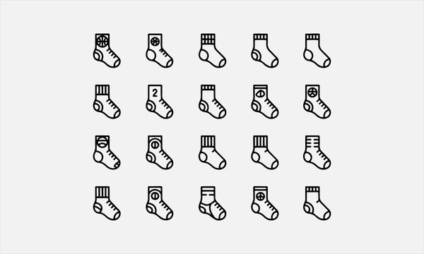 Sock of Basketball line art icon set vector illustration