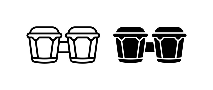 Bongo Drums Icon Set, Percussion Instrument Graphics, Music Beat Symbols