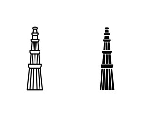 Obraz premium Minaret Tower Icons, Landmark Silhouette Vector Art, Architectural Monument Graphics