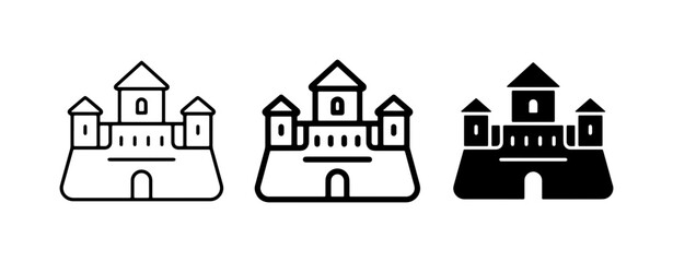 Castle Icons Set, Medieval Fortress Vector Graphics, Royal Building Symbols © Image World