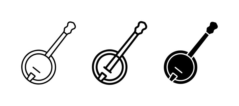 Banjo Icons, Musical Instrument Vector Graphics, Folk Music Symbols