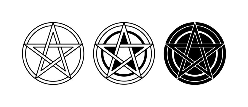 Pentagram Symbols Collection, Occult Icons, Mystical Star Designs
