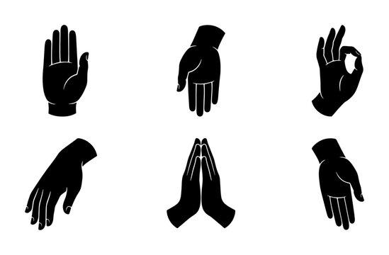 Gesture Icons: Hand Mudras, Prayer, Open Palm, OK Sign