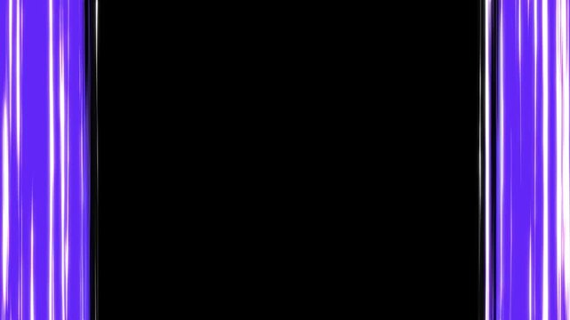 Glowing purple speed line frame seamless loop animation with vertical abstract line motion on black background. 4K animated for frame overlay, text placeholder, action scenes, and motion graphics.