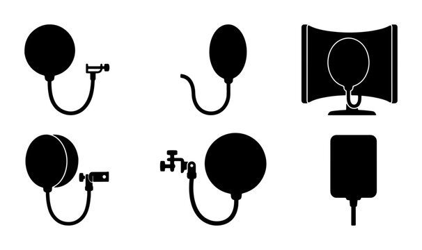 Medical Blood Pressure Monitor Icons, Sphygmomanometer Vector Set