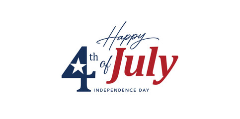 Happy 4th of July Independence Day elegant typography vector logo text isolated on transparent background © AFRAN STUDIO