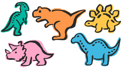 Dinosaurs hand drawn set. Not AI © missbobbit