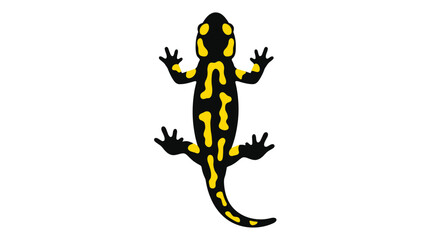 Fototapeta premium A stylized salamander vector icon featuring bold black and bright yellow patterns in minimalist graphic design
