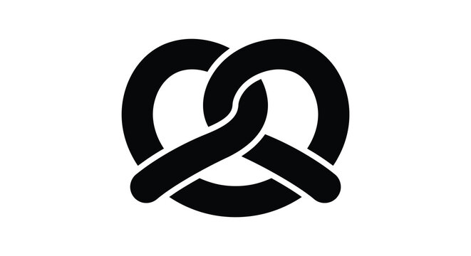 Black silhouette of a twisted pretzel on a white background silhouette