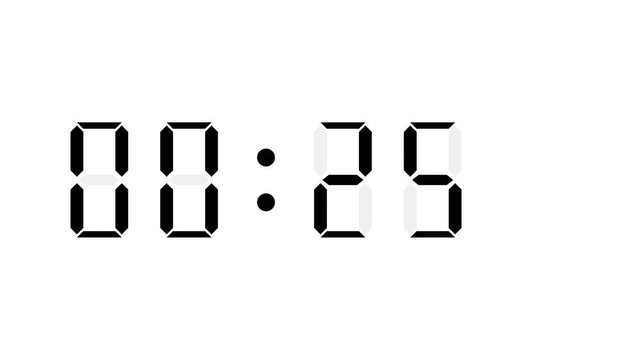Digital 7-Segment Countdown Timer White Background - Retro Black Alarm Clock Display