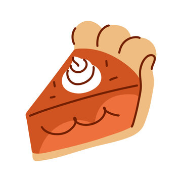Pumpkin Pie Slice with Whipped Cream, orange baked flesh on shortcrust pastry, bakery menu item, convenience store