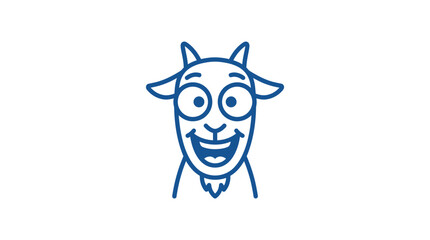 Obraz premium A simple blue line drawing of a happy farm animal head
