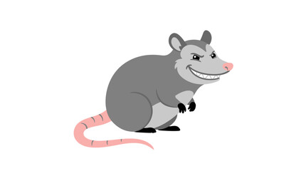 Fototapeta premium A cartoon illustration of a sneaky gray rodent with sharp teeth