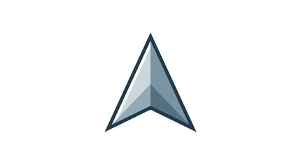 Fototapeta premium A simple gray triangular navigation arrow icon on white background