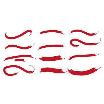 Vector red Swoosh lines, underline swish. Underlined retro swoop wave line for sports t shirt design. set isolated on white background