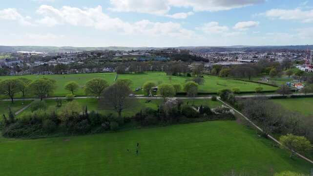 Rural British Town Skyline Drone Footage
