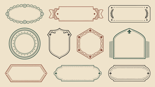Elegant vintage frame and banner border designs for documents and presentations . Vector illustration.