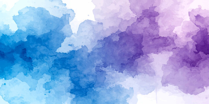 Abstract Blue Watercolor Sky Background with Soft Cloud Texture on Vintage Grunge Paper for Artistic Nature Wallpaper Design