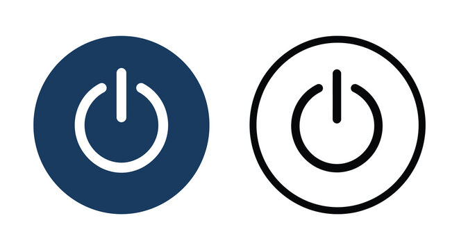 Power button icon with circular shape in two color variations silhouette