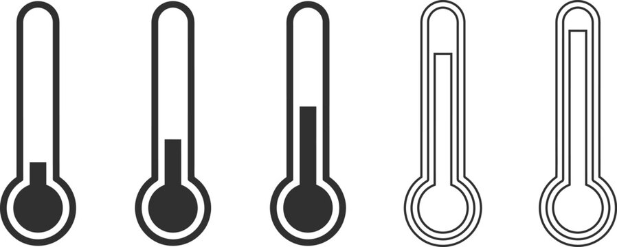 Set of four different thermometers with varying temperature