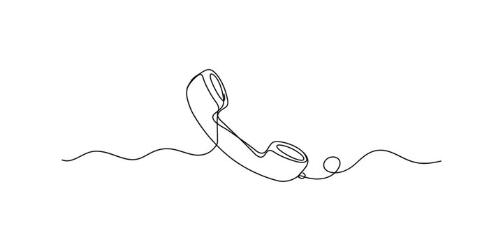Continuous single line drawing of an old retro telephone handset receiver with a long curly cord design illustration for communication and contact concept Vector, illustration