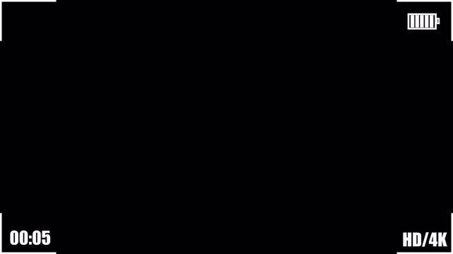 Video Camera Recorder Screen Overlay on Transparent Background, Digital Recording HUD Motion Graphic, 4K Alpha Channel