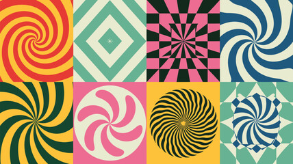 Fototapeta premium Vibrant Geometric Patterns with Swirling Shapes and Colors