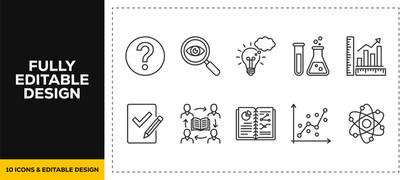 flat vector illustration line art icon bundle set design displaying business logic strategy flowchart process node connection data workflow management for corporate web interface ui