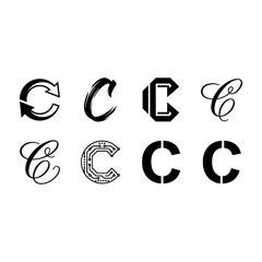 Fototapeta premium Set of letter C logo design variations