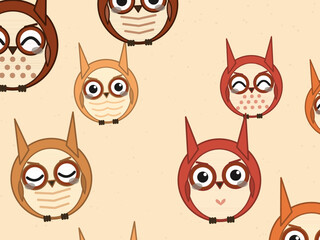 Fototapeta premium Owl Pattern Cute Forest Friends Design