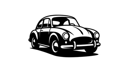 Fototapeta premium A simple black and white illustration of a vintage small car
