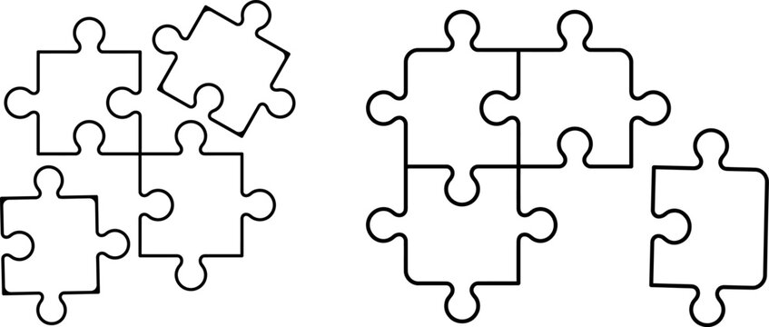 Jigsaw puzzle pieces isolated on white conceptual design for problem solving and teamwork