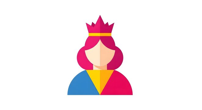 Colorful flat design of a queen icon with crown