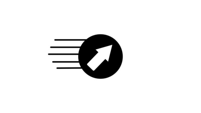 Speed arrow circle white background icon features motion direction lines. It represents fast business growth and career success.