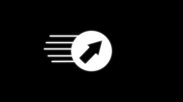 Speed arrow circle black background icon features motion direction lines. It represents fast business growth and career success.