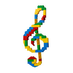 Obraz premium Treble clef music symbol made from colorful plastic blocks