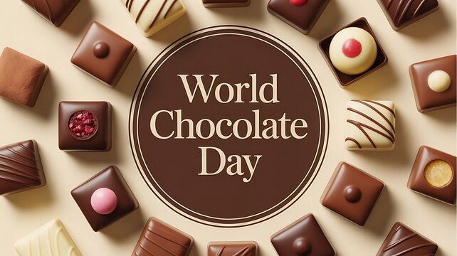 World chocolate day celebration assorted gourmet chocolates arrangement