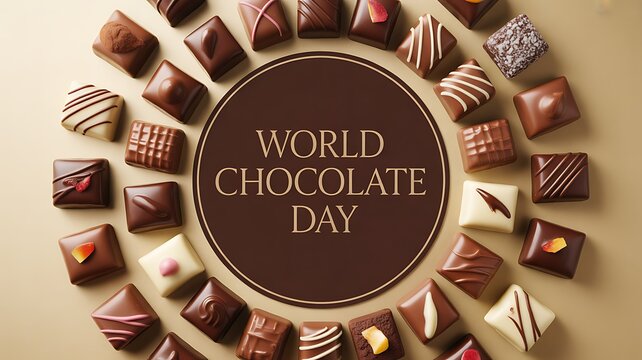 World chocolate day arrangement assorted gourmet chocolates in circular display