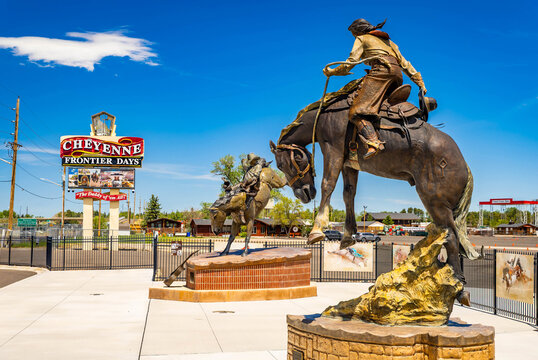 Historic Cheyenne Frontier Days Entrance Sign and Sculpture