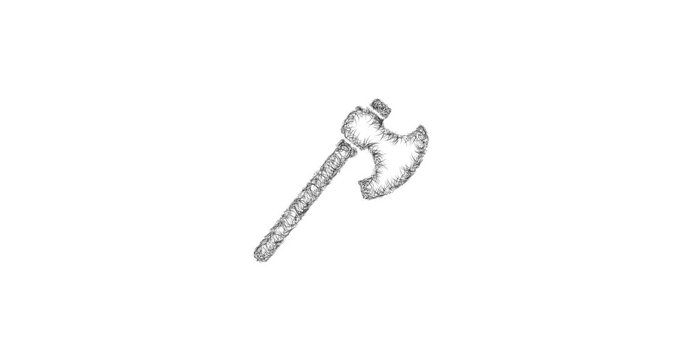 Sketch battle axe icon animation - smooth progressive reveal