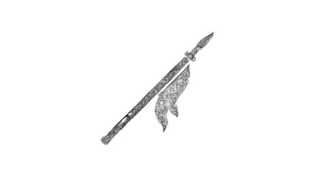 Sketch jousting lance icon animation - smooth progressive reveal