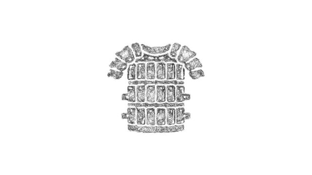 Sketch lamellar armor icon animation - smooth progressive reveal