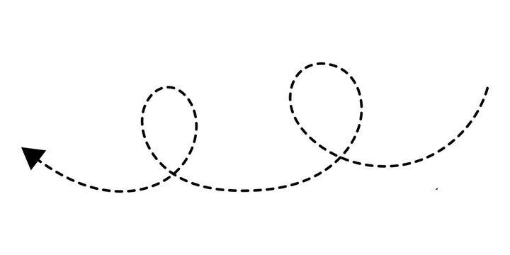 Black dashed line with a loop and arrow head pointing left Vector