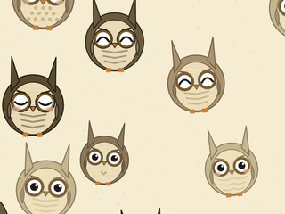 Fototapeta premium Owl Pattern Cute Forest Friends Design