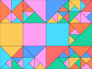 Fototapeta premium Bold Tangram Geometric Puzzle Abstract Pattern Background